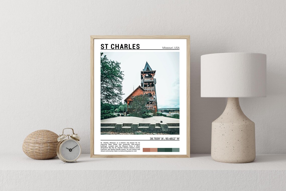 St Charles Missouri Historic Wooden Tower Landmark Travel Photo Poster - Image 2