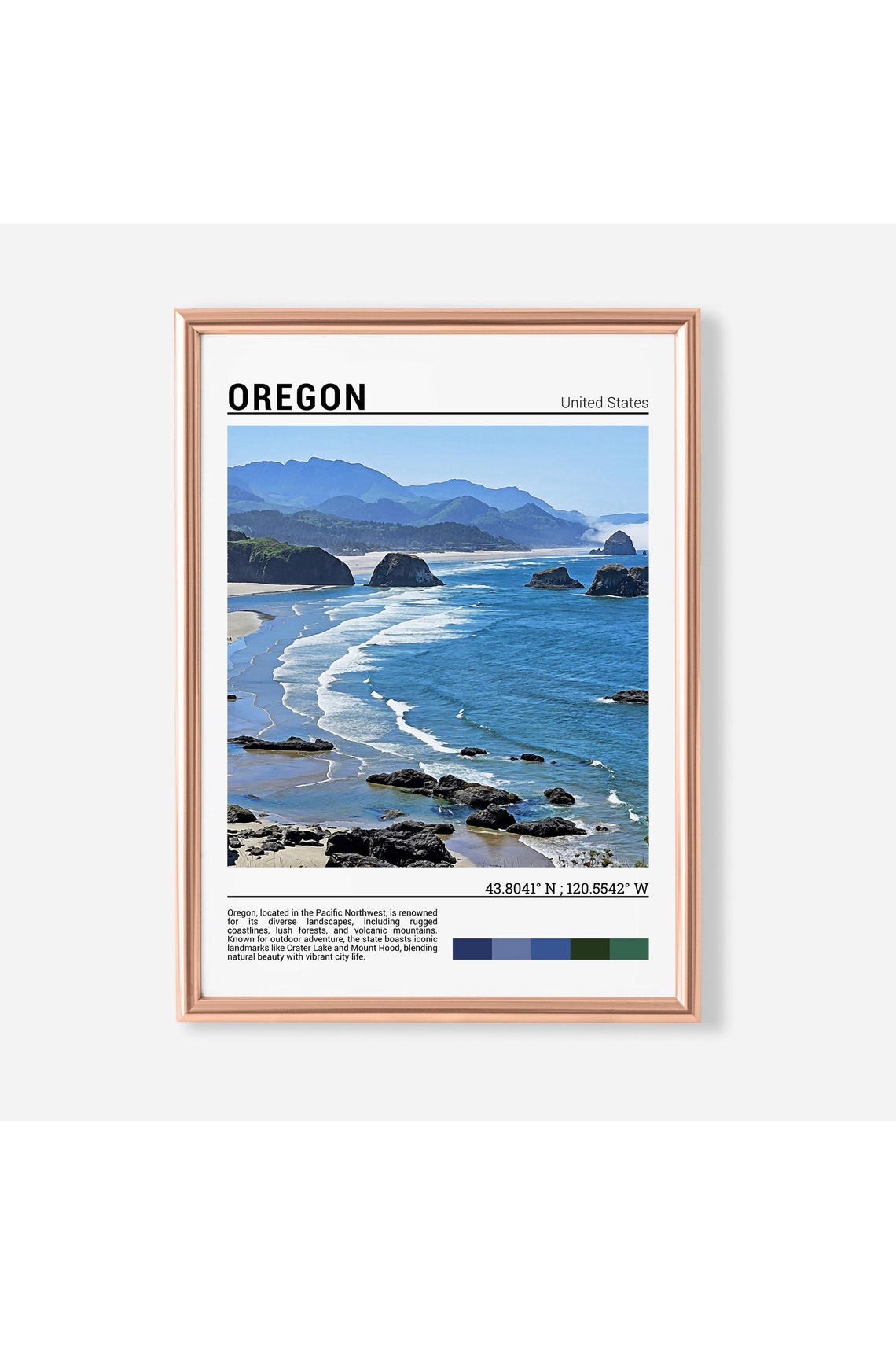 Oregon Coast Sea Stacks Beach Waves Pacific Northwest Travel Poster