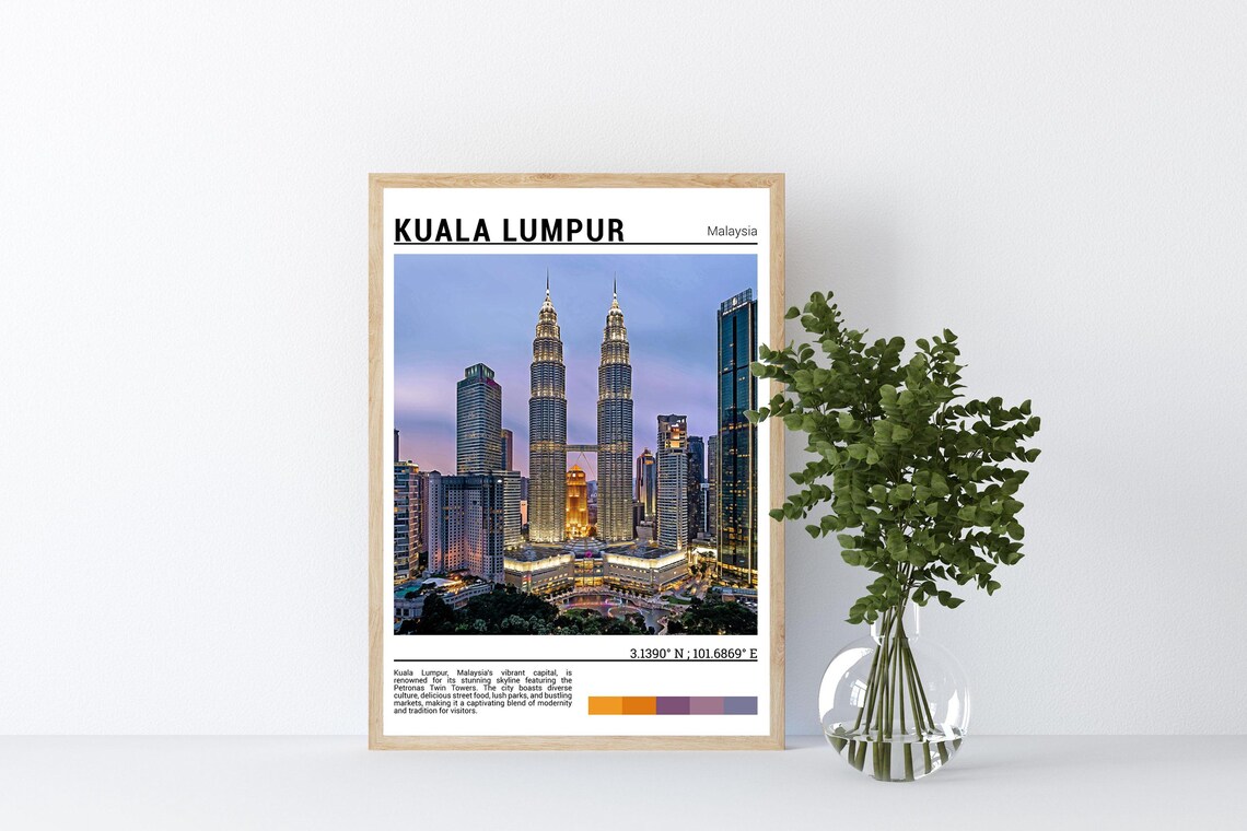 Kuala Lumpur Malaysia Petronas Twin Towers Dusk Photo Poster - Image 4