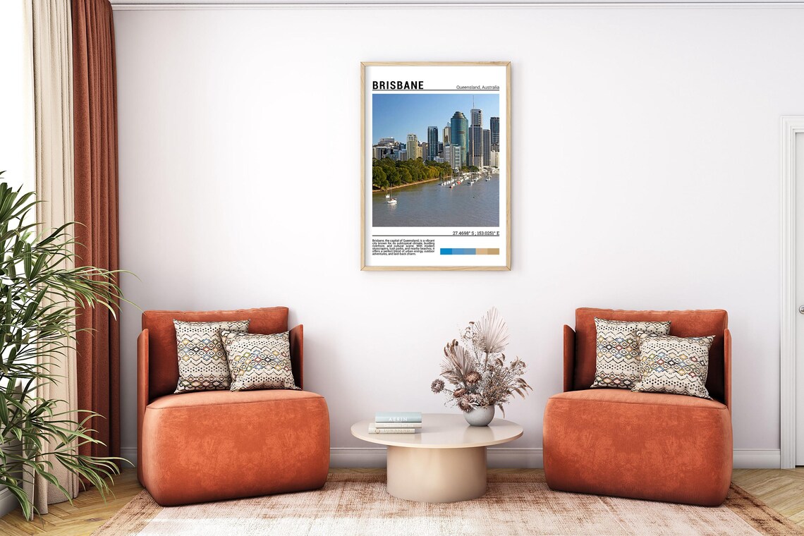 Brisbane Queensland Skyline Riverside Sailboats Travel Poster - Image 7