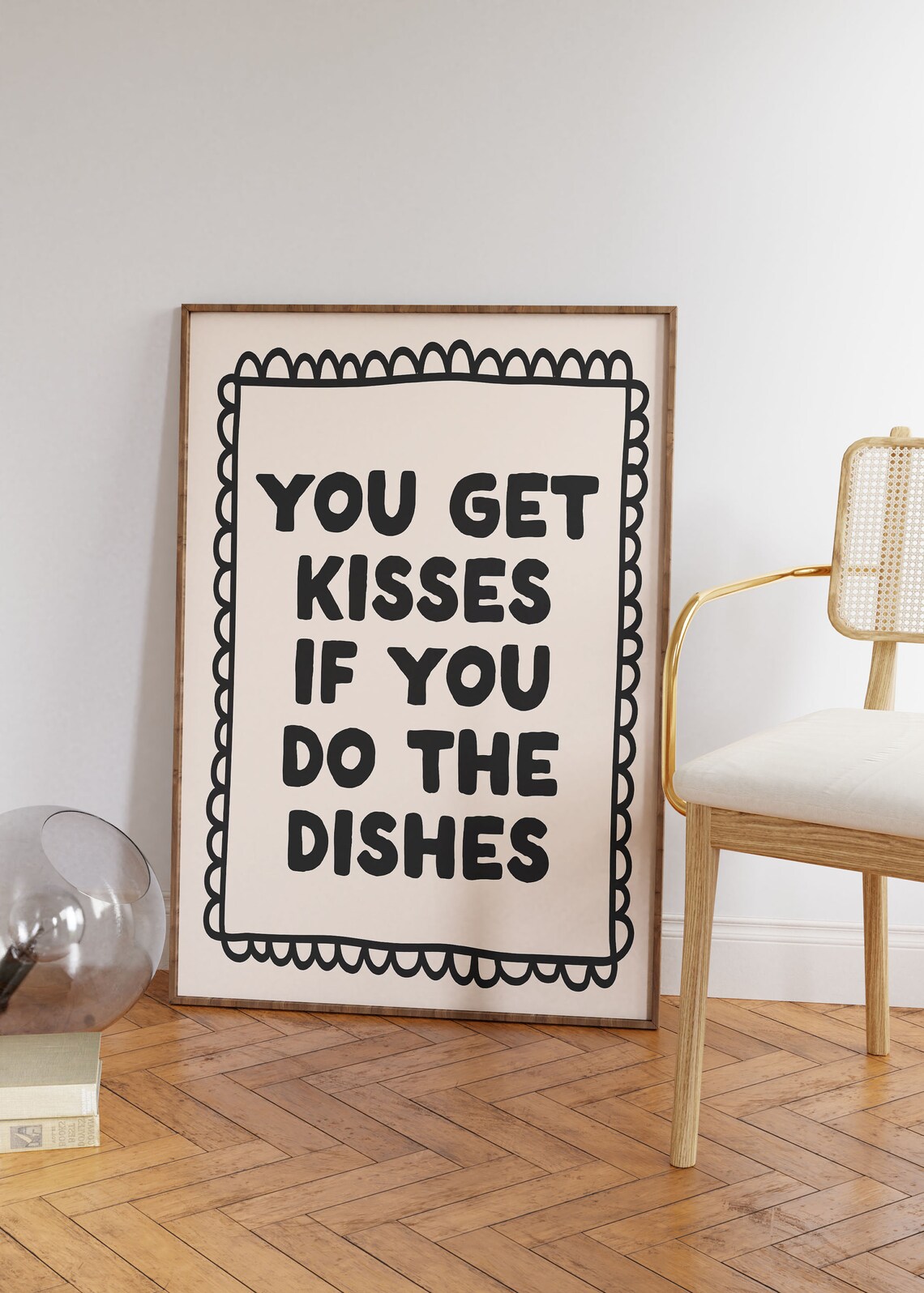 You Get Kisses If You Do The Dishes Retro Kitchen Poster - Image 2
