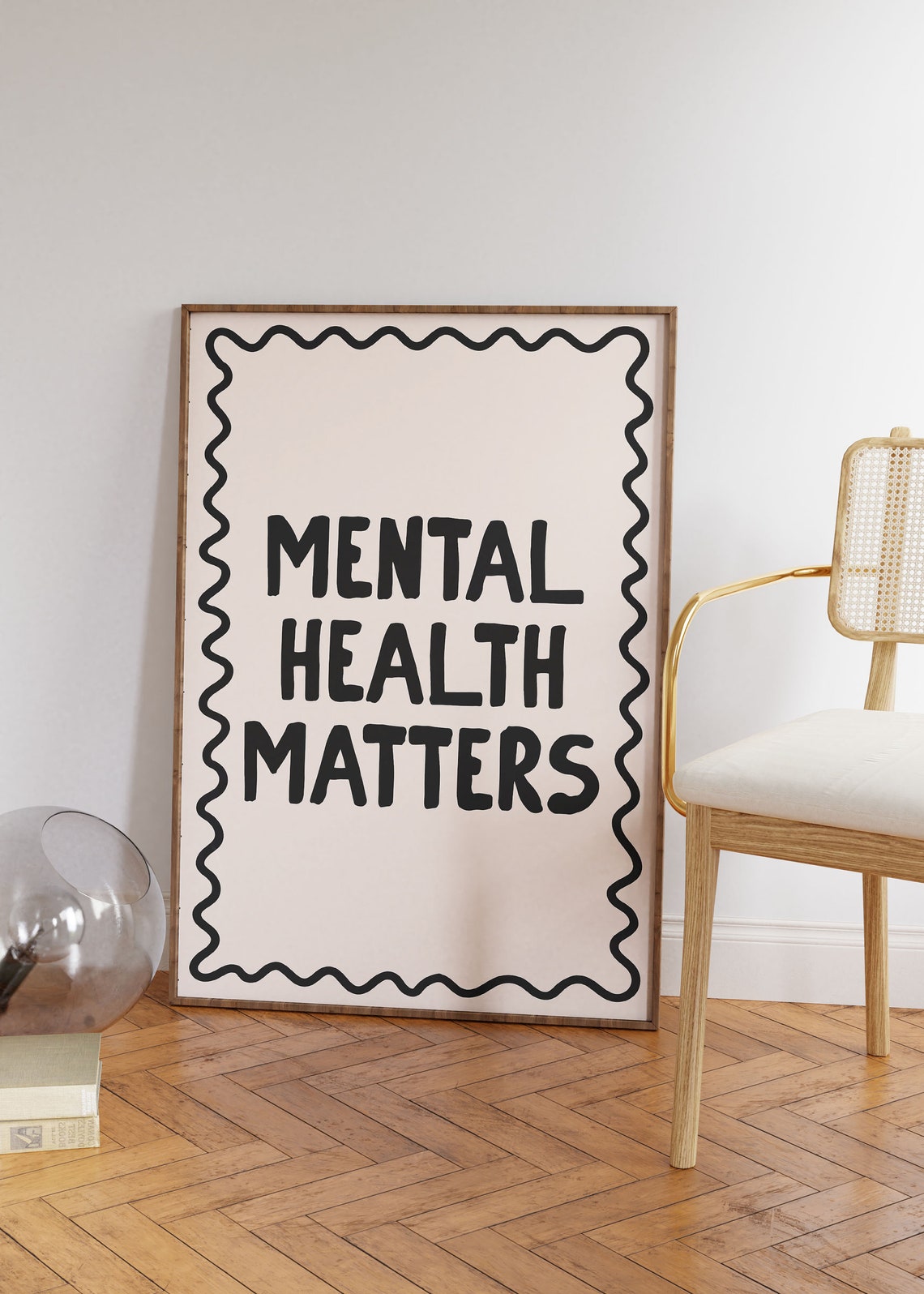Mental Health Matters Bold Black Wavy Border Awareness Poster