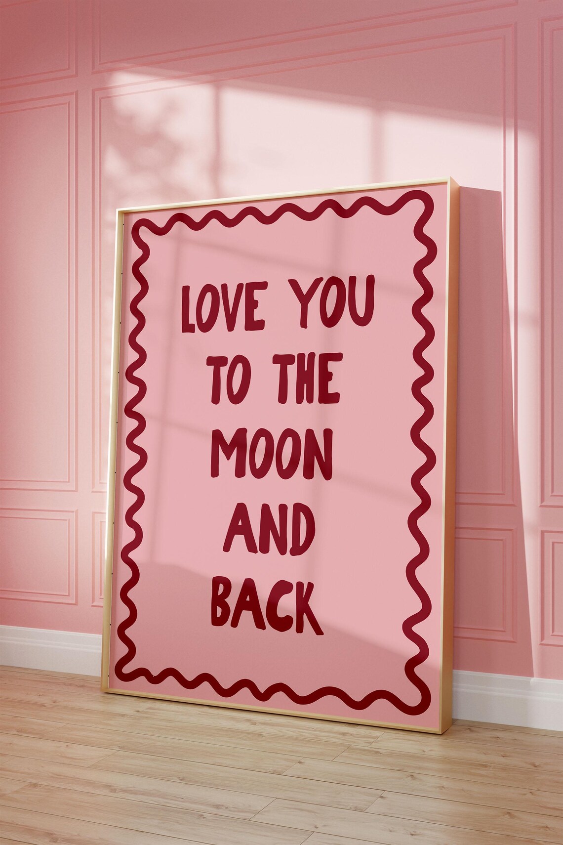 Love You to the Moon and Back Pink Red Bold Girly Quote Poster