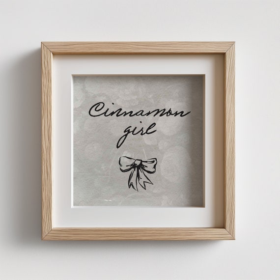 Cinnamon Girl Bow Vintage Script Coquette Aesthetic Art Poster