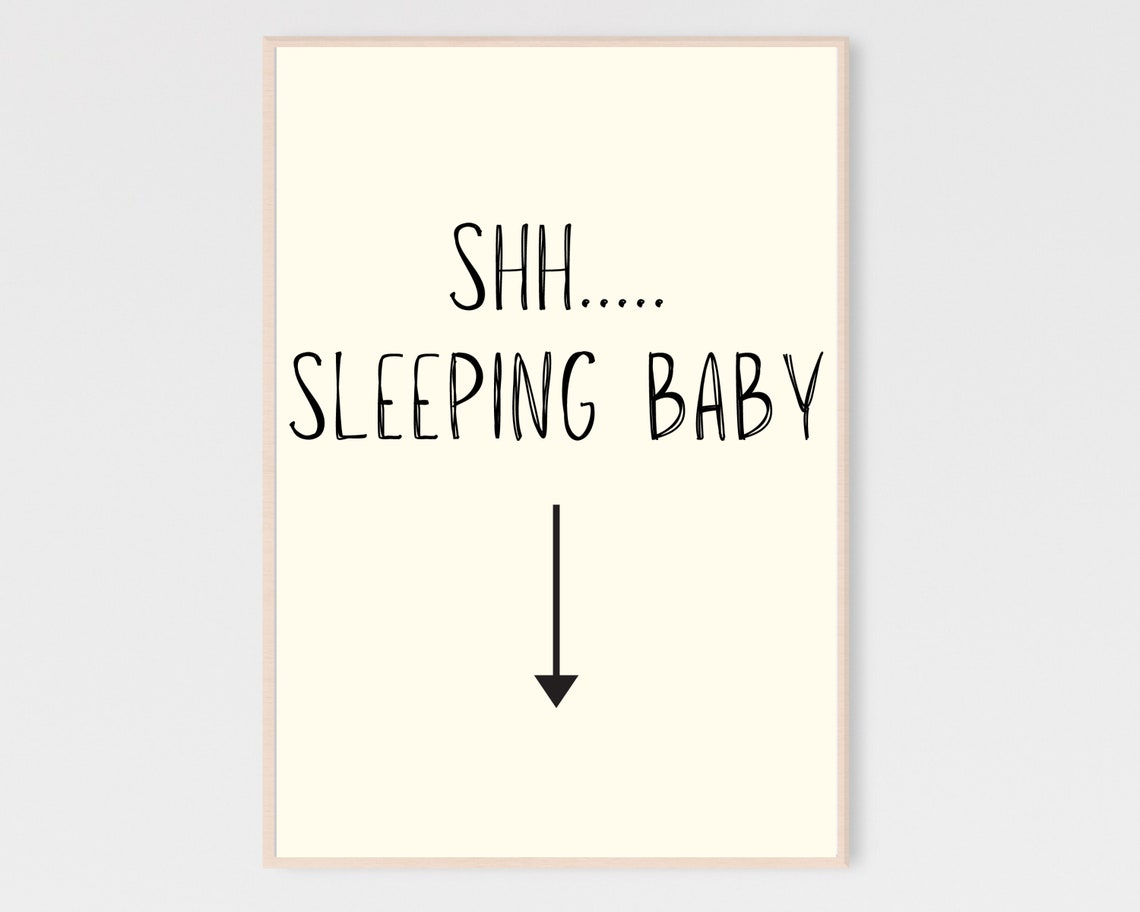 Shh Sleeping Baby Nursery Sign Typography Minimalist Wall Art