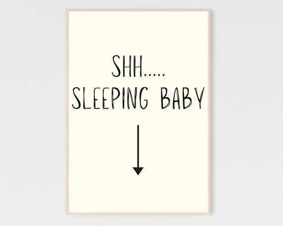 Shh Sleeping Baby Nursery Sign Typography Minimalist Wall Art
