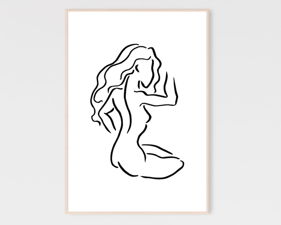 Woman Figure Line Art Art Print, Abstract Nude
