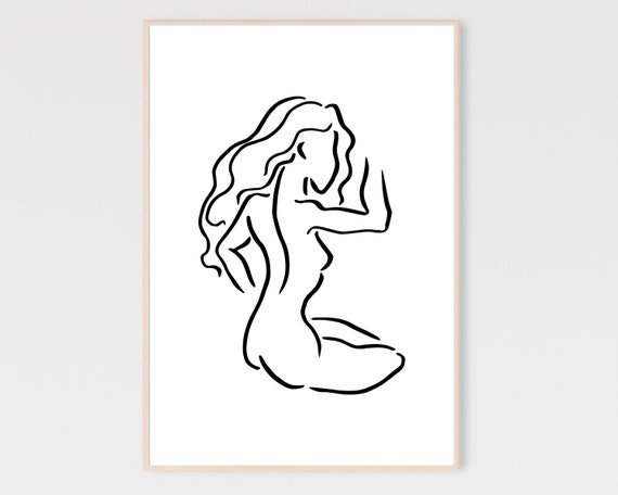 Woman Figure Line Art Art Print, Abstract Nude