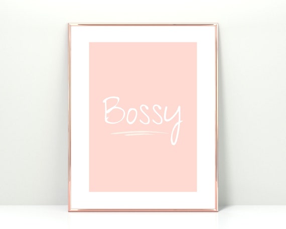Bossy Pink Wall Art Sign Office Decor Girl Boss Print Instant Gifts For Prints