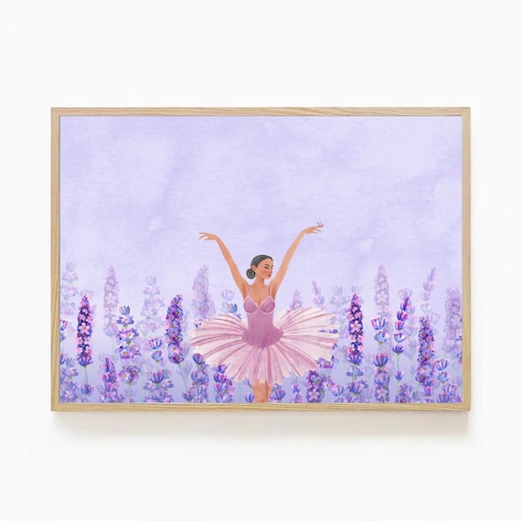 Lavender Ballerina Pink Dancer Among Lavender Fields Floral Ballet Poster