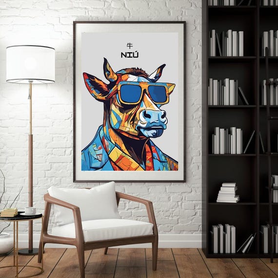 Picasso Ox Zodiac Print Modernist Boho Wall Art