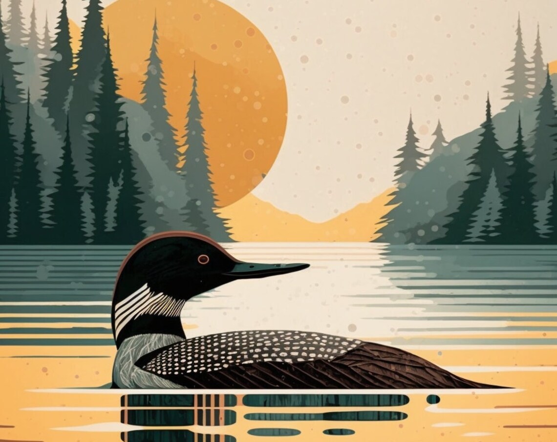 Vintage Loon Print, Minnesota Lake House Art Print - Image 5