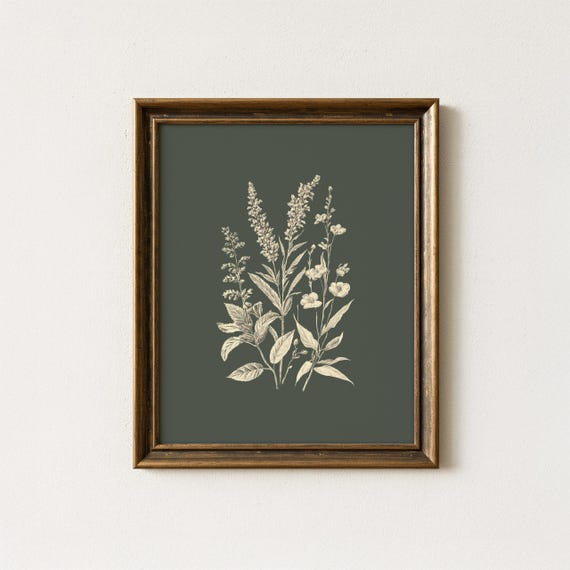 Floral Botanical Wall Art, Vintage Cottage Style