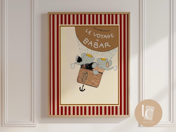 Babar The Elephant Le Voyage Nursery Art Print