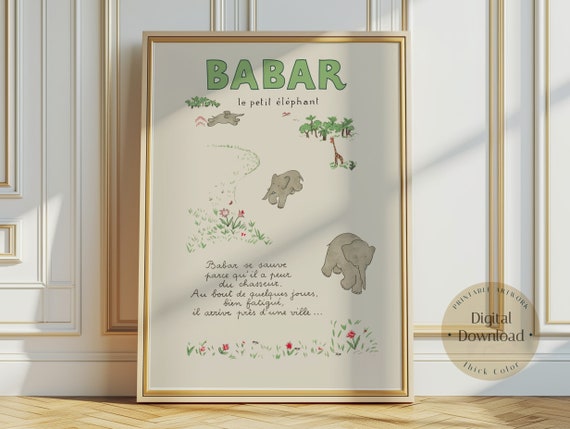 Babar The Elephant Nursery Retro Kids Decor Art Print