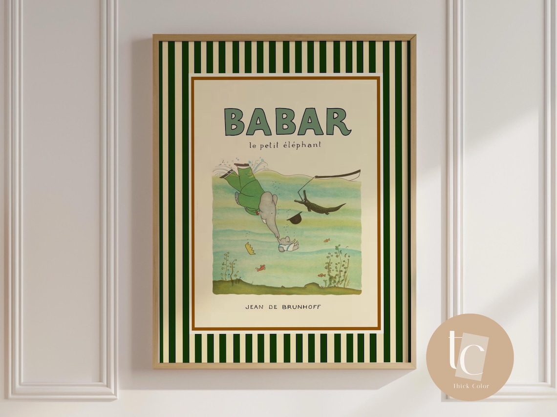 Babar The Elephant Nursery Retro Kids Decor Poster