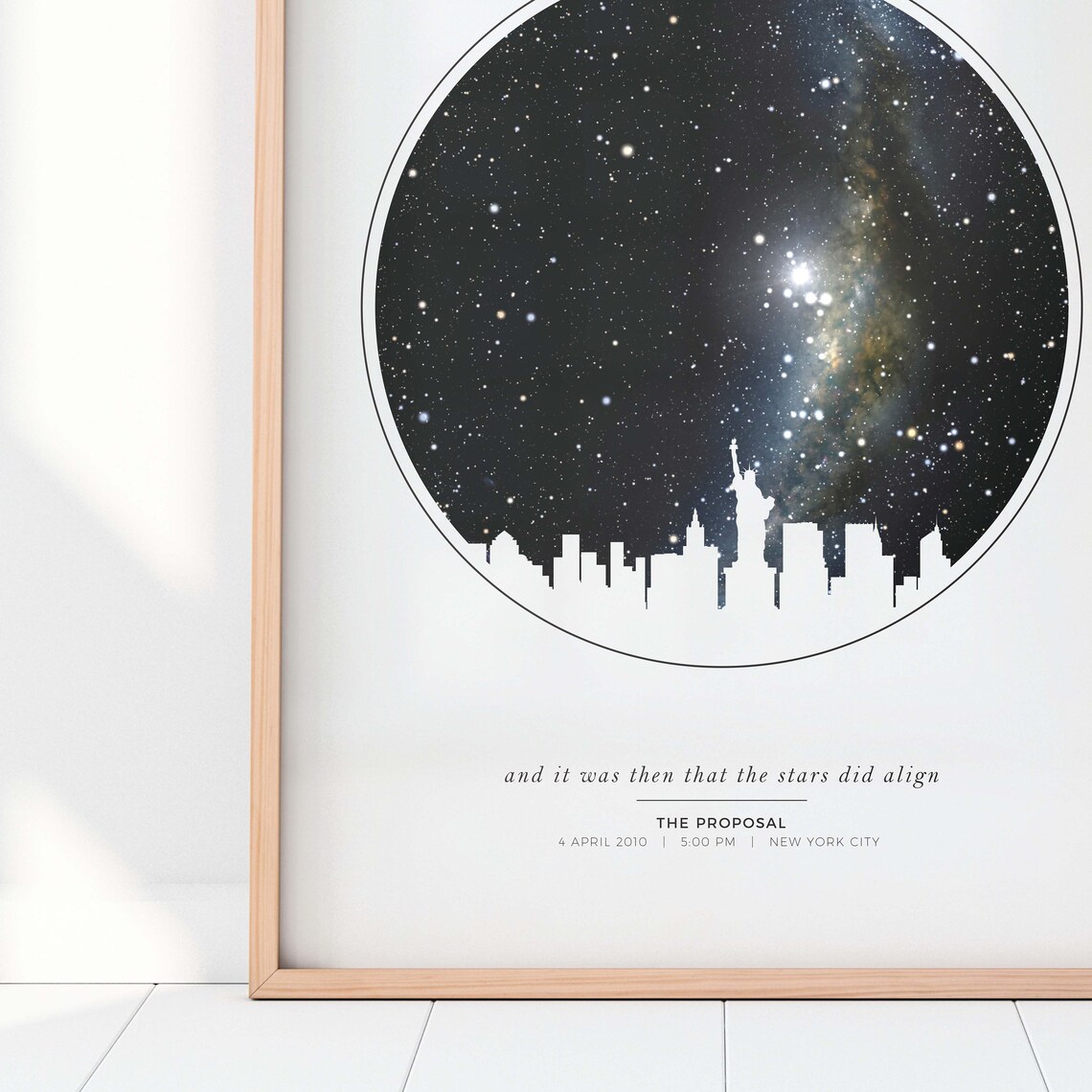 Personalized City Skyline Star Map Art Print, Custom