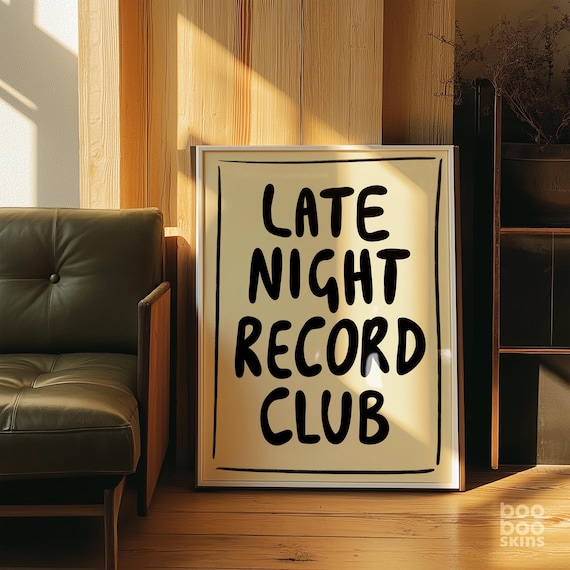 Late Night Record Club Vintage Retro Music Art Print