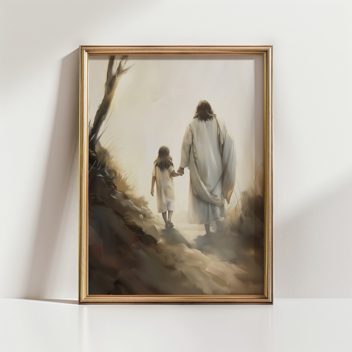 Jesus Walking With Girl, Inspirational Art Print - Image 3