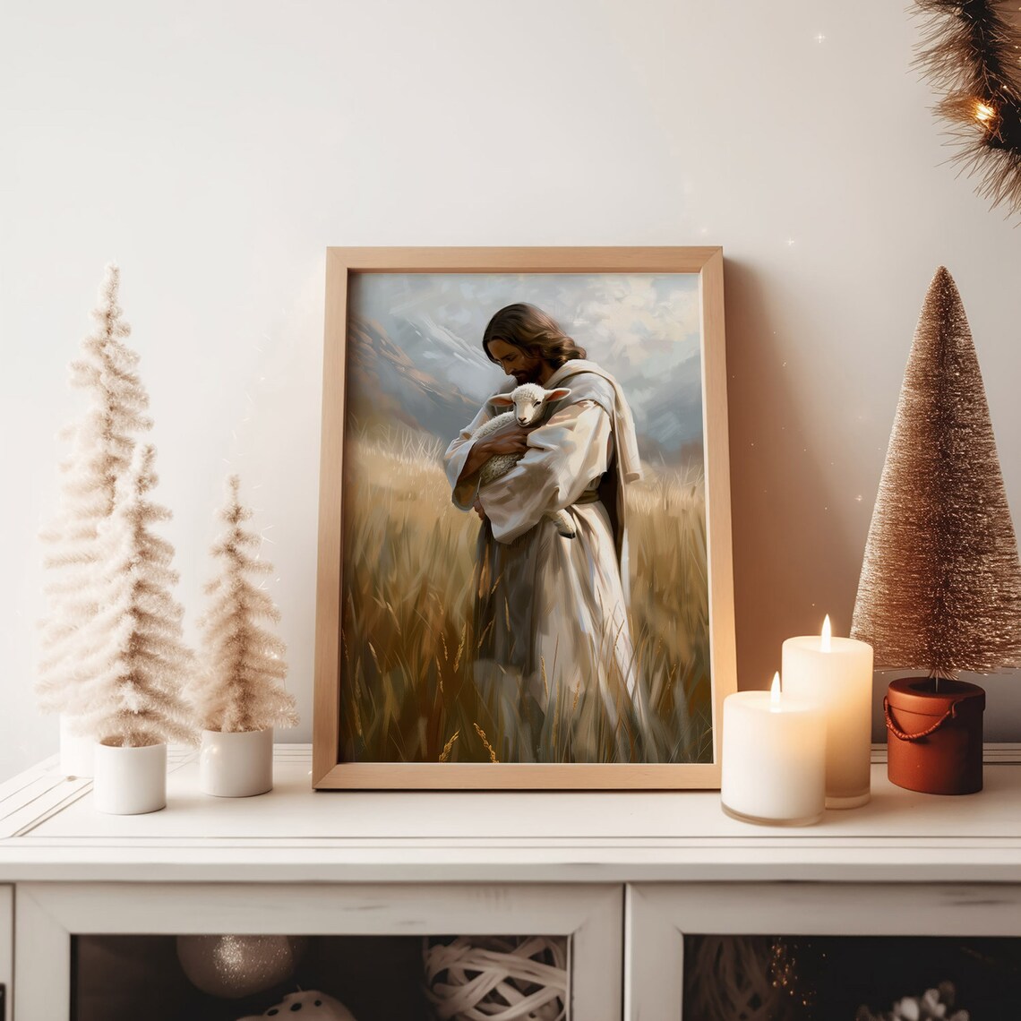 Jesus Holding the Missing Lamb Christian Wall Art Print - Image 5