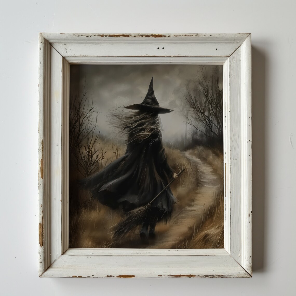 Witch Misty Autumn Path Halloween Gothic Dark Academia Oil Painting Poster - Image 4