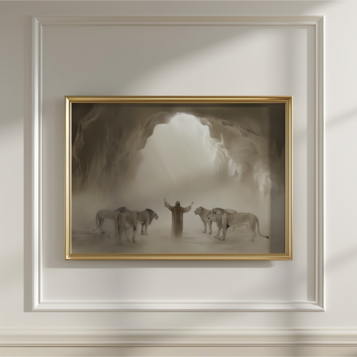 Neutral Christian Art Gallery Set Jesus Shepherd Child Daniel Lions Art Print - Image 5