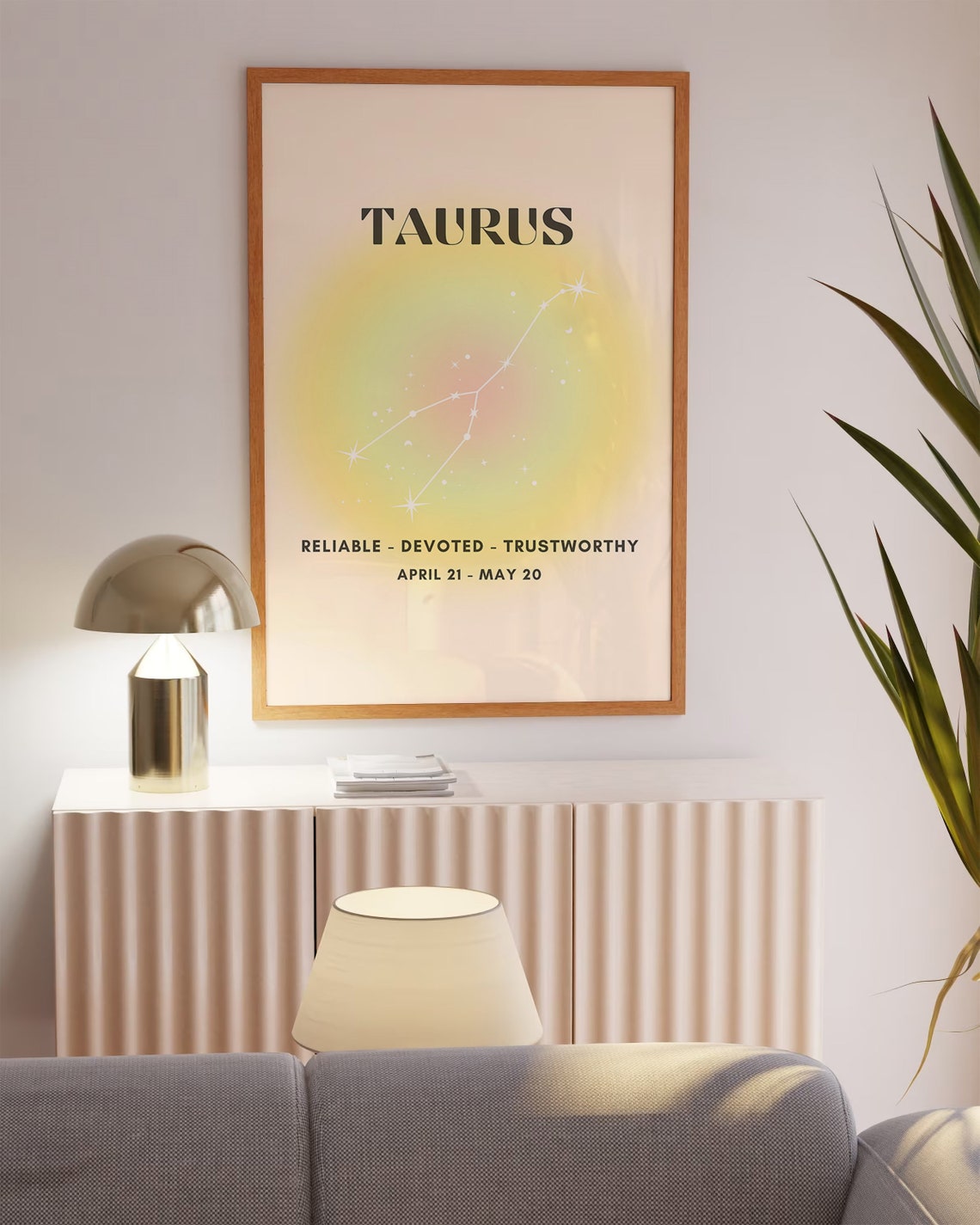Taurus Zodiac Reliable Yellow Aura Constellation Star Sign Poster - Image 3