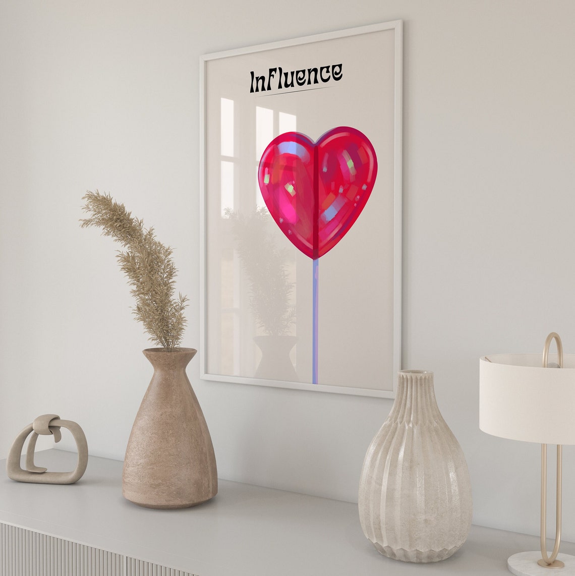 Influence Red Heart Candy Pop Art Preppy Trendy Wall Decor Poster