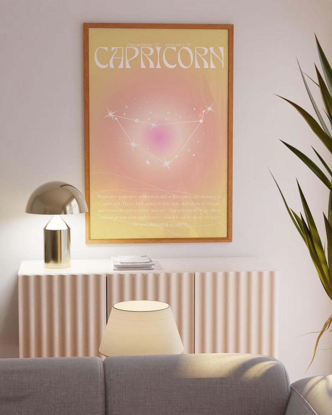 Capricorn Zodiac Constellation Yellow Aura Gradient Star Sign Poster - Image 2
