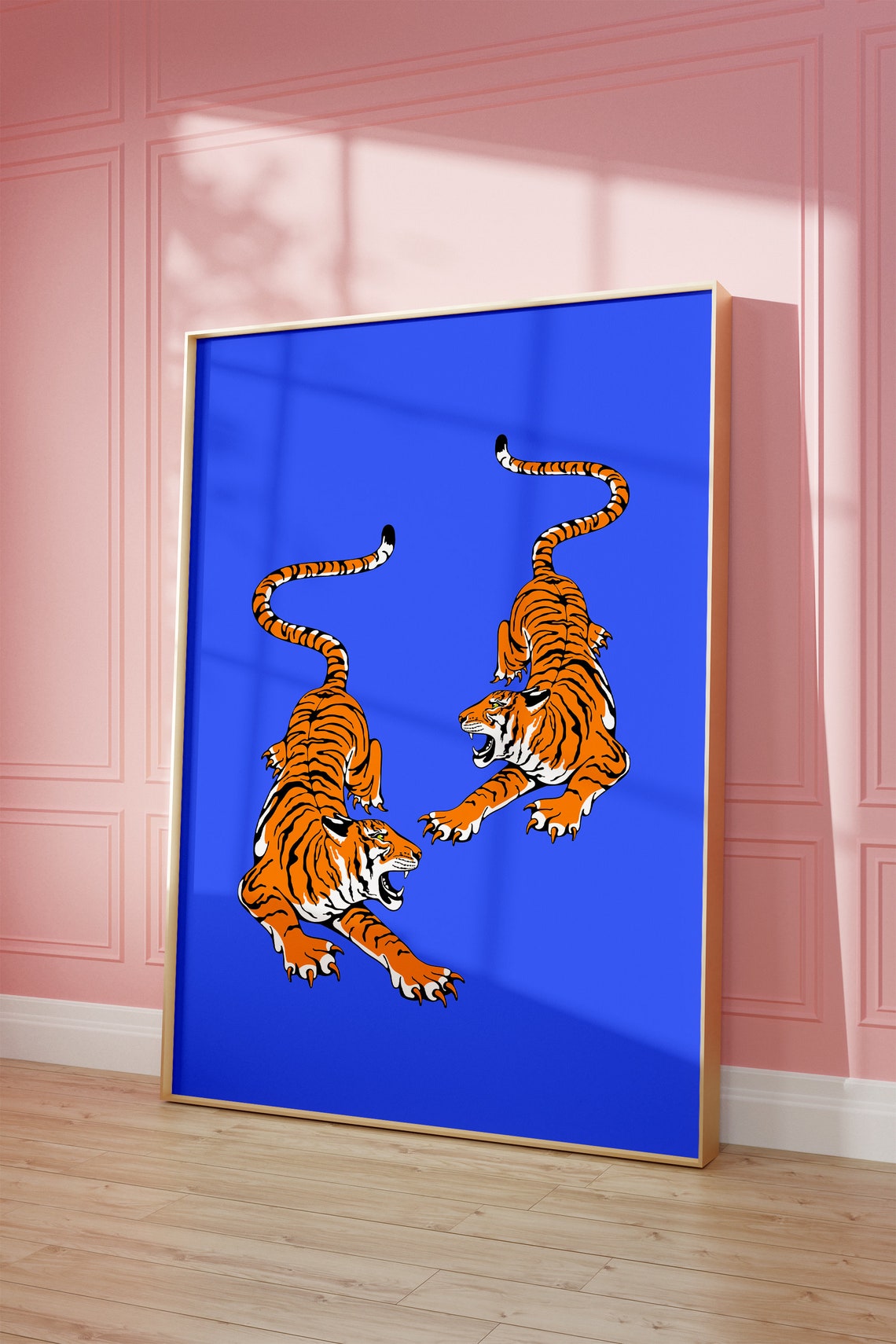 Blue Tiger Poster Print Cheetah Wall Art Trendy Wall Art Preppy Room Decor Maximalist Decor Boho Wall Art Boho Decor - Image 3