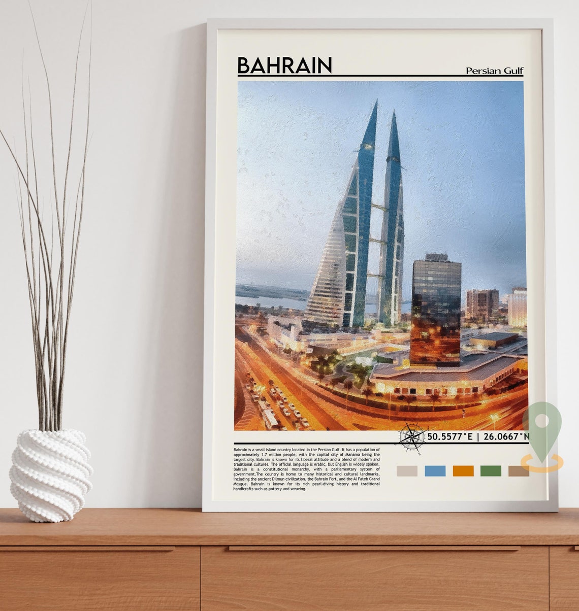 Bahrain Persian Gulf Sail Twin Towers Manama Skyline Dusk Poster - Image 4