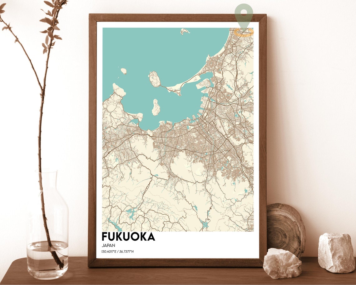 Fukuoka Map Fukuoka Map Print Fukuoka Personalized Map Fukuoka Wall Art Fukuoka Travel Poster Fukuoka Poster Fukuoka Japan - Image 5