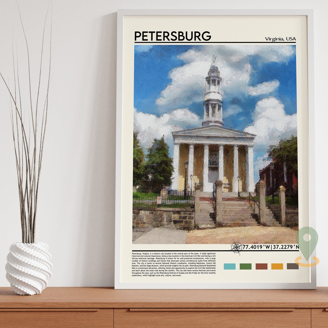 Petersburg Virginia Historic Courthouse Columns Landmark Poster - Image 3