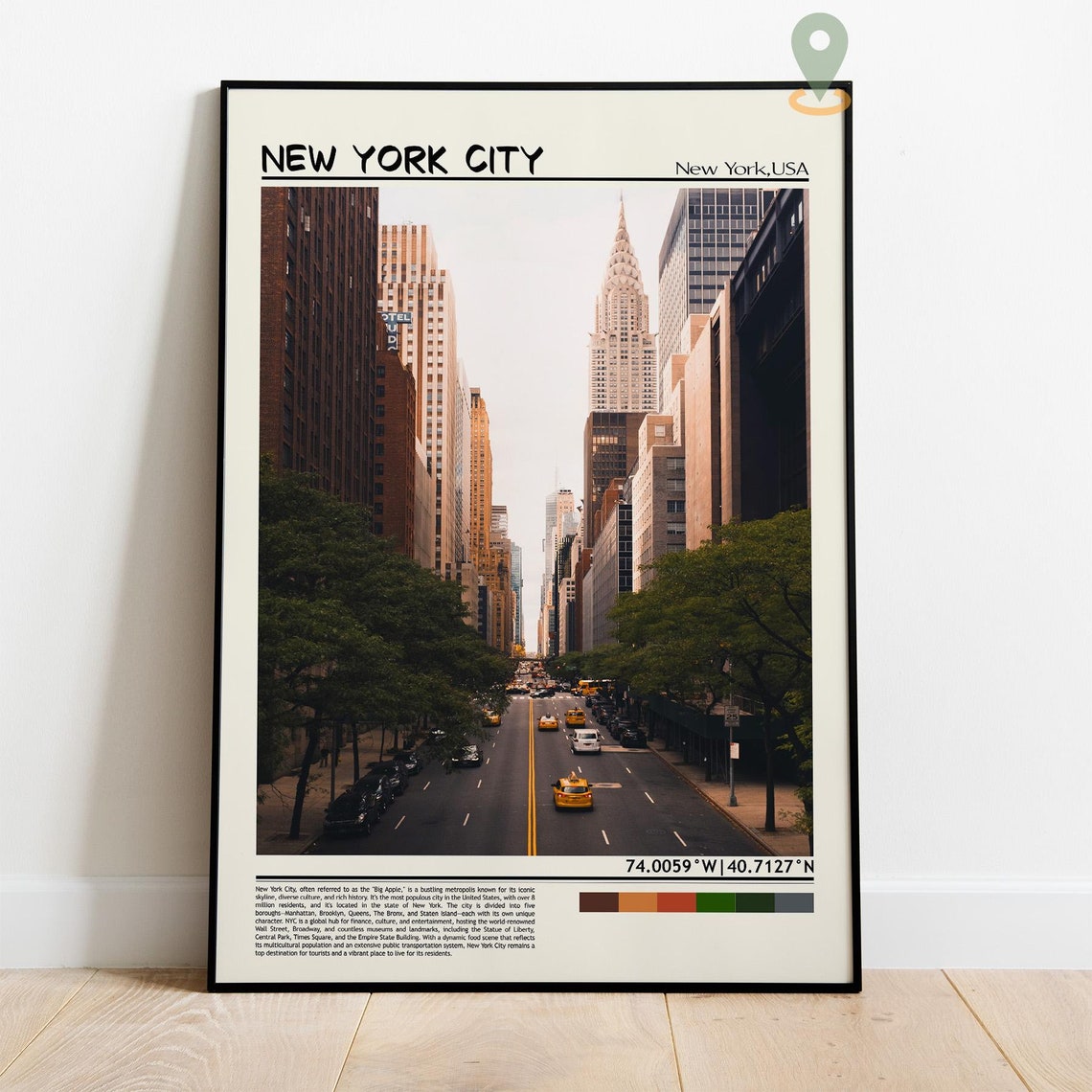 New York City Manhattan Chrysler Building Yellow Cabs Travel Poster - Image 4