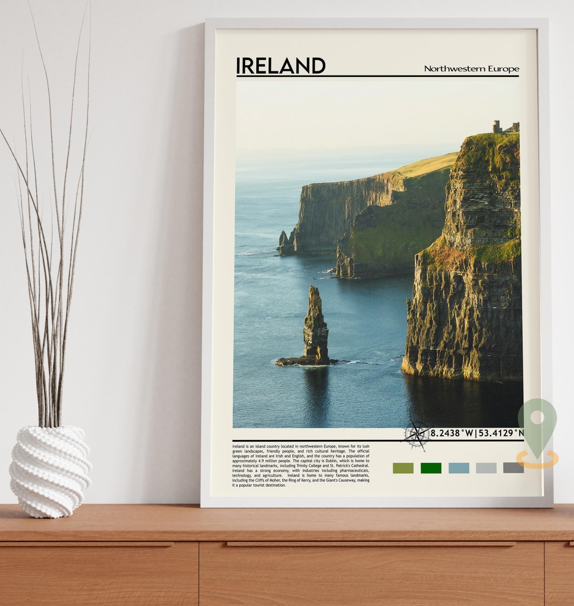 Ireland Towering Sea Cliffs Atlantic Ocean Coastal Travel Poster - Image 5