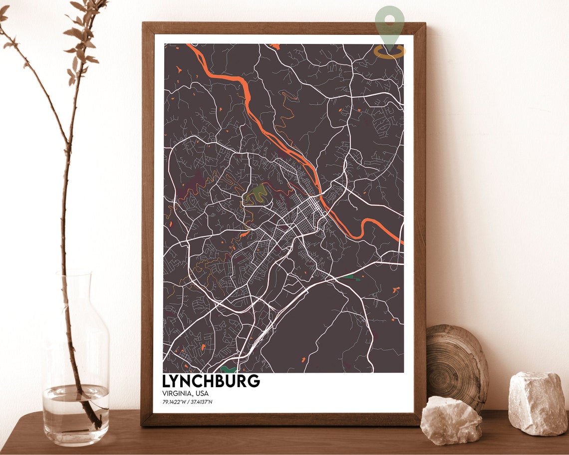 Lynchburg Map Lynchburg Map Print Lynchburg City Map Lynchburg Wall Art Lynchburg Travel Poster Lynchburg Poster Lynchburg Virginia - Image 5