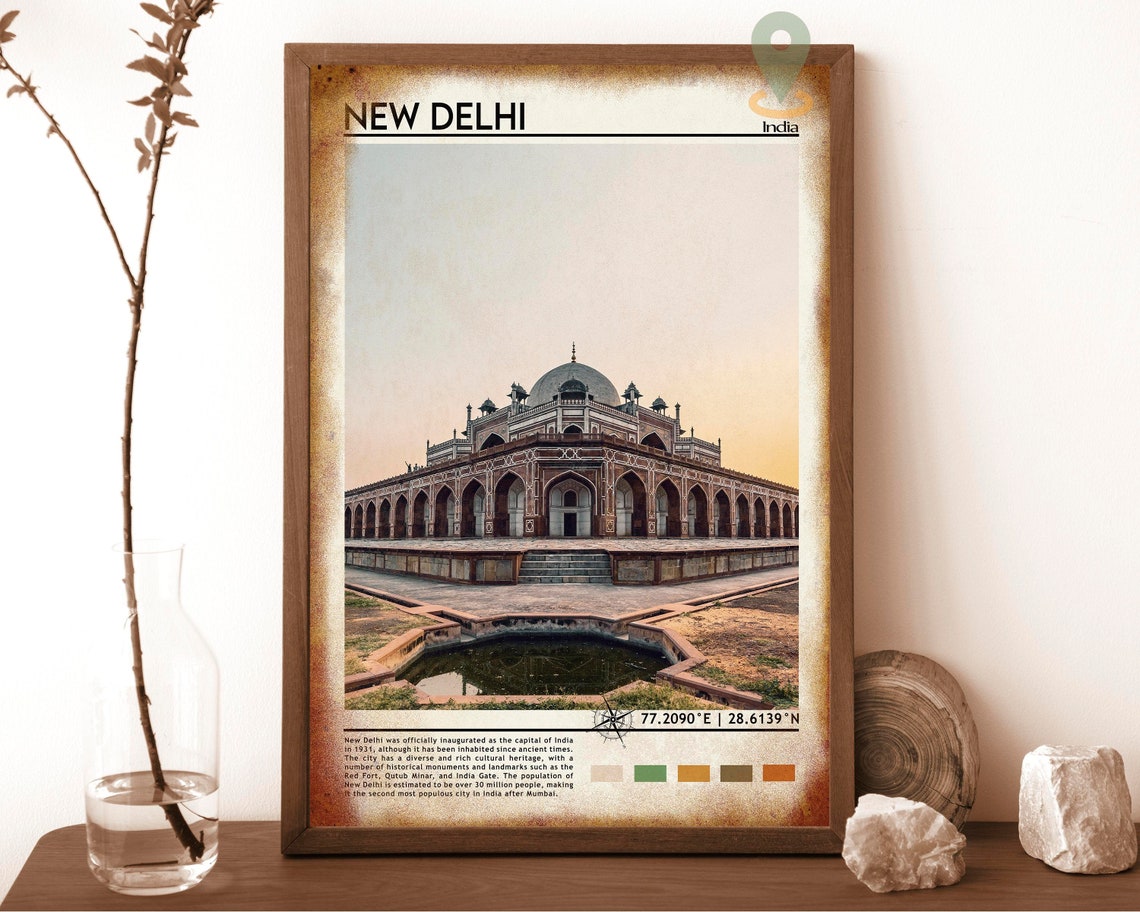 New Delhi India Grand Domed Monument Mughal Architecture Sunset Poster - Image 6