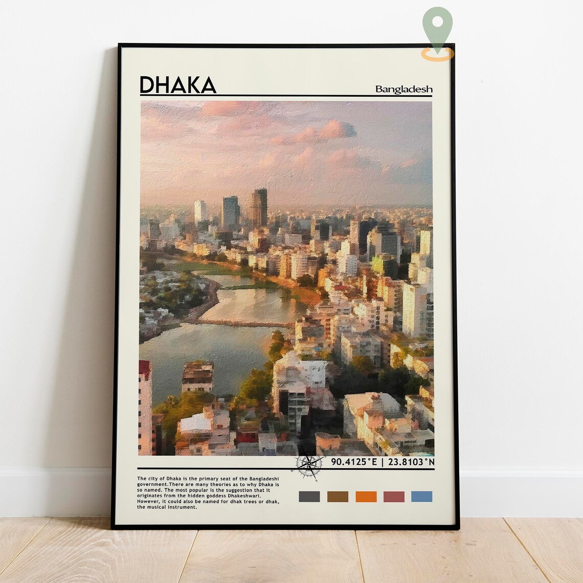 Dhaka Bangladesh City Skyline Sunset Urban Landscape Art Poster - Image 2