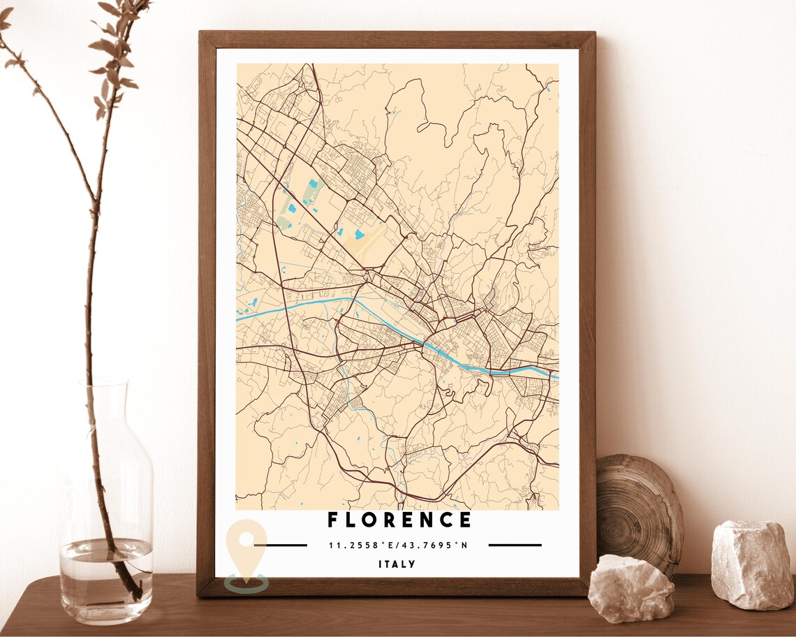 Florence Italy Blush Pink Minimal City Street Map Travel Poster - Image 4
