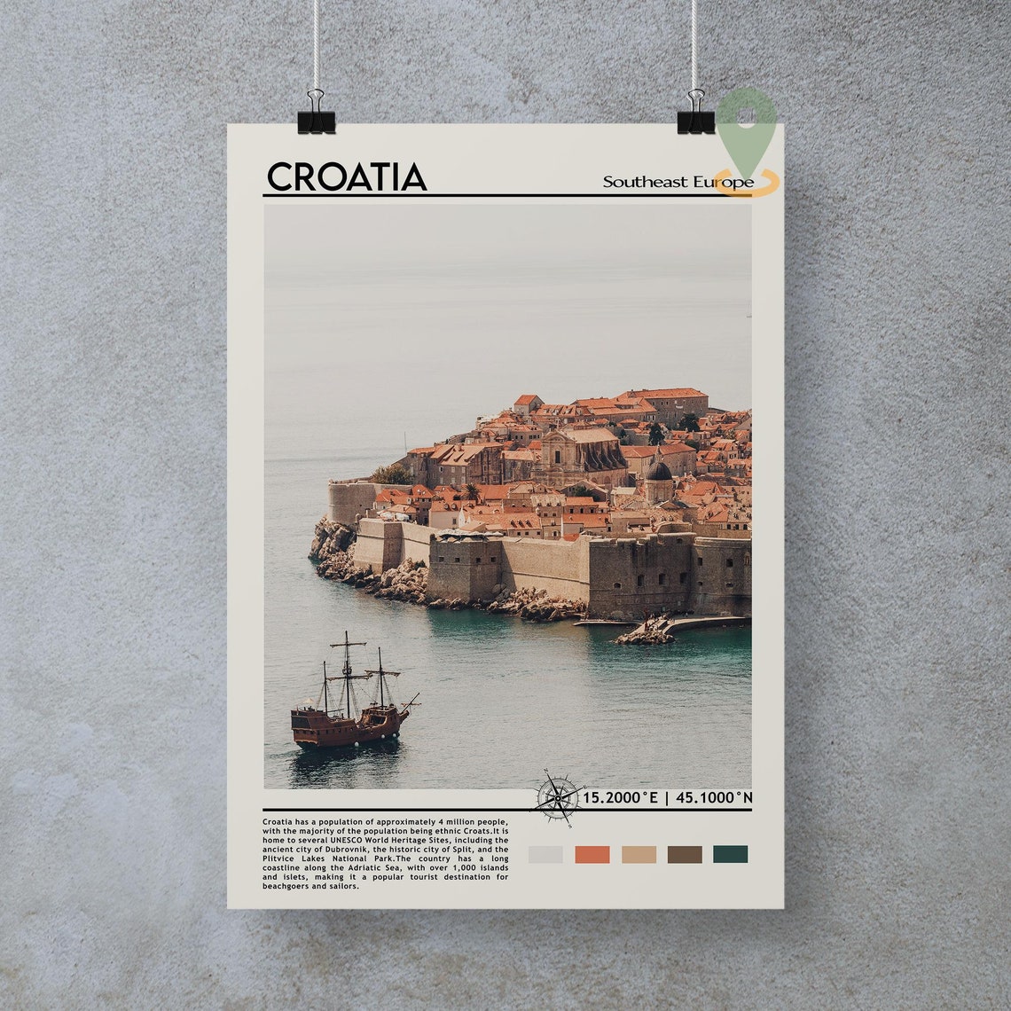 Croatia Print Croatia Art Croatia Poster Croatia Photo Croatia Poster Print Croatia Painting Zagreb Travel Poster Vintage Poster - Image 3