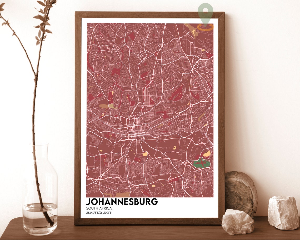 Johannesburg Map Johannesburg Map Print Johannesburg Personalized Map Johannesburg Wall Art Jozi City Johannesburg South Africa Poster - Image 5