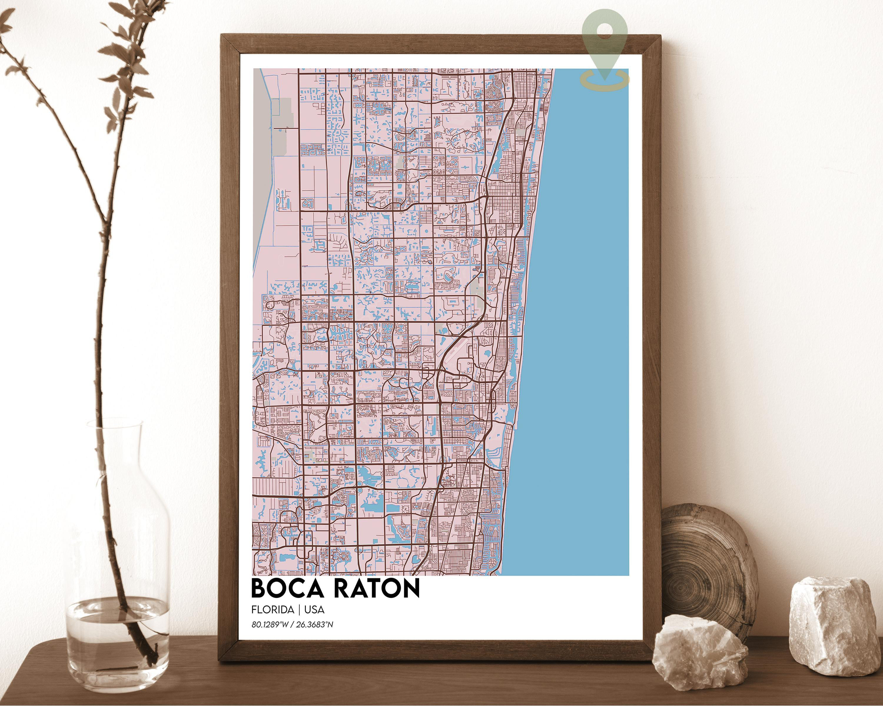 Boca Raton Florida City Map Poster Navy Mint Coastal Modern Art - Image 4