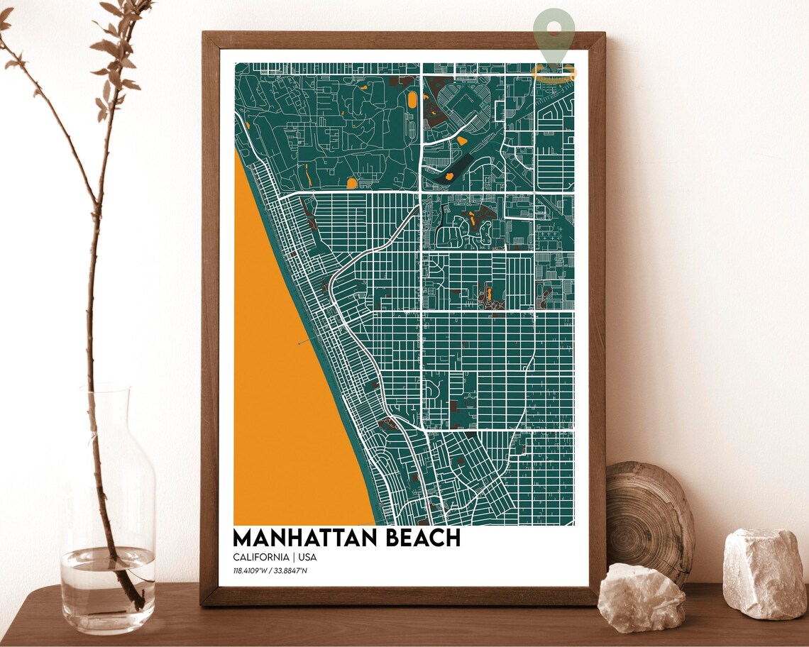 Manhattan Beach California USA Vintage Street Map Art Poster - Image 3