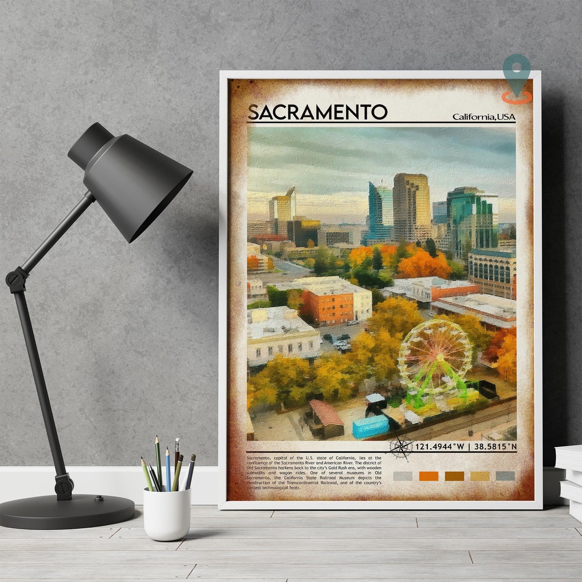 Sacramento Print Sacramento Art Sacramento Poster Sacramento Photo Sacramento Poster Print Sacramento Painting California Travel Print - Image 4