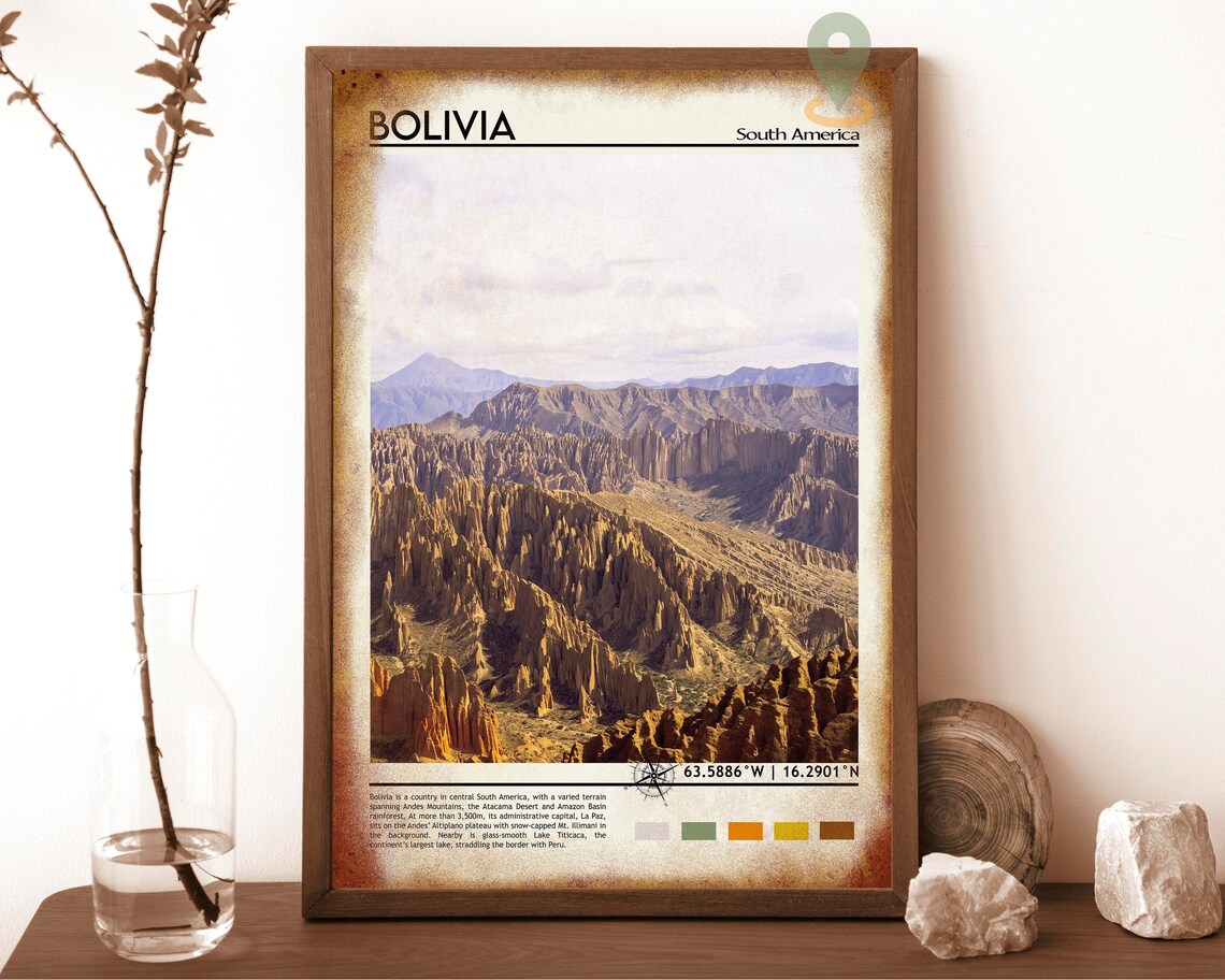 Bolivia South America Andes Mountain Rock Formations Desert Poster - Image 6