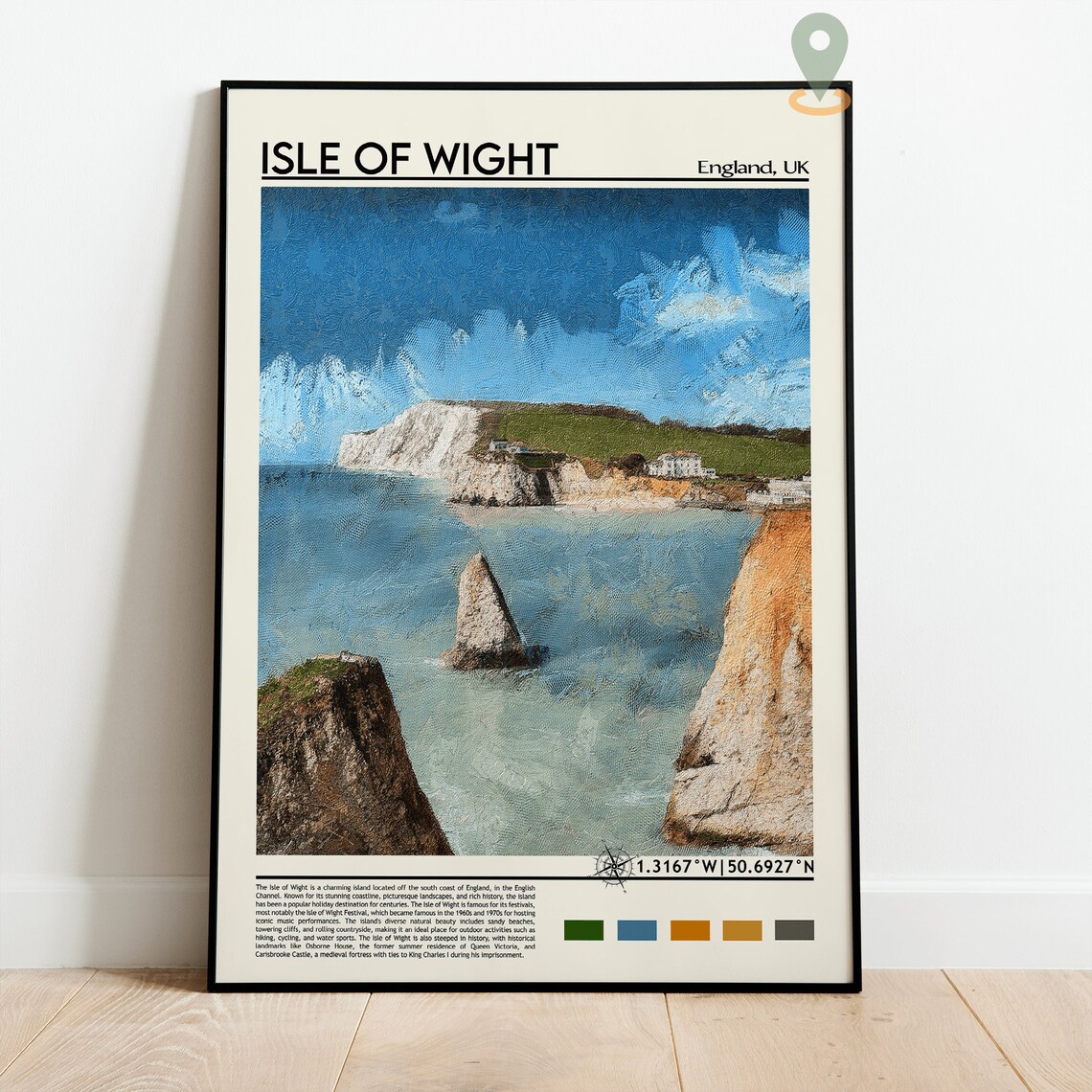 Isle of Wight England White Cliffs Coastal Photo Travel Wall Art - Image 2