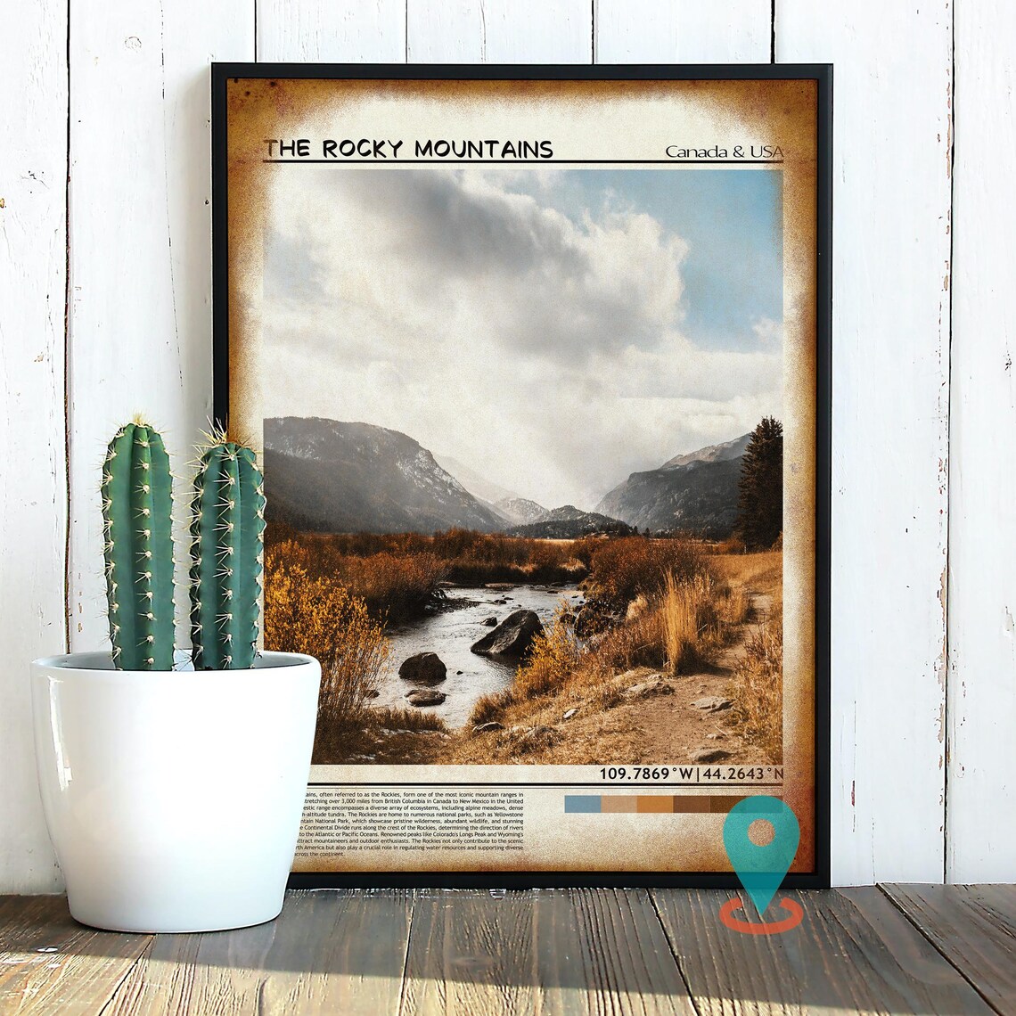 The Rocky Mountains Autumn Valley Stream Scenic Photo Poster - Image 2