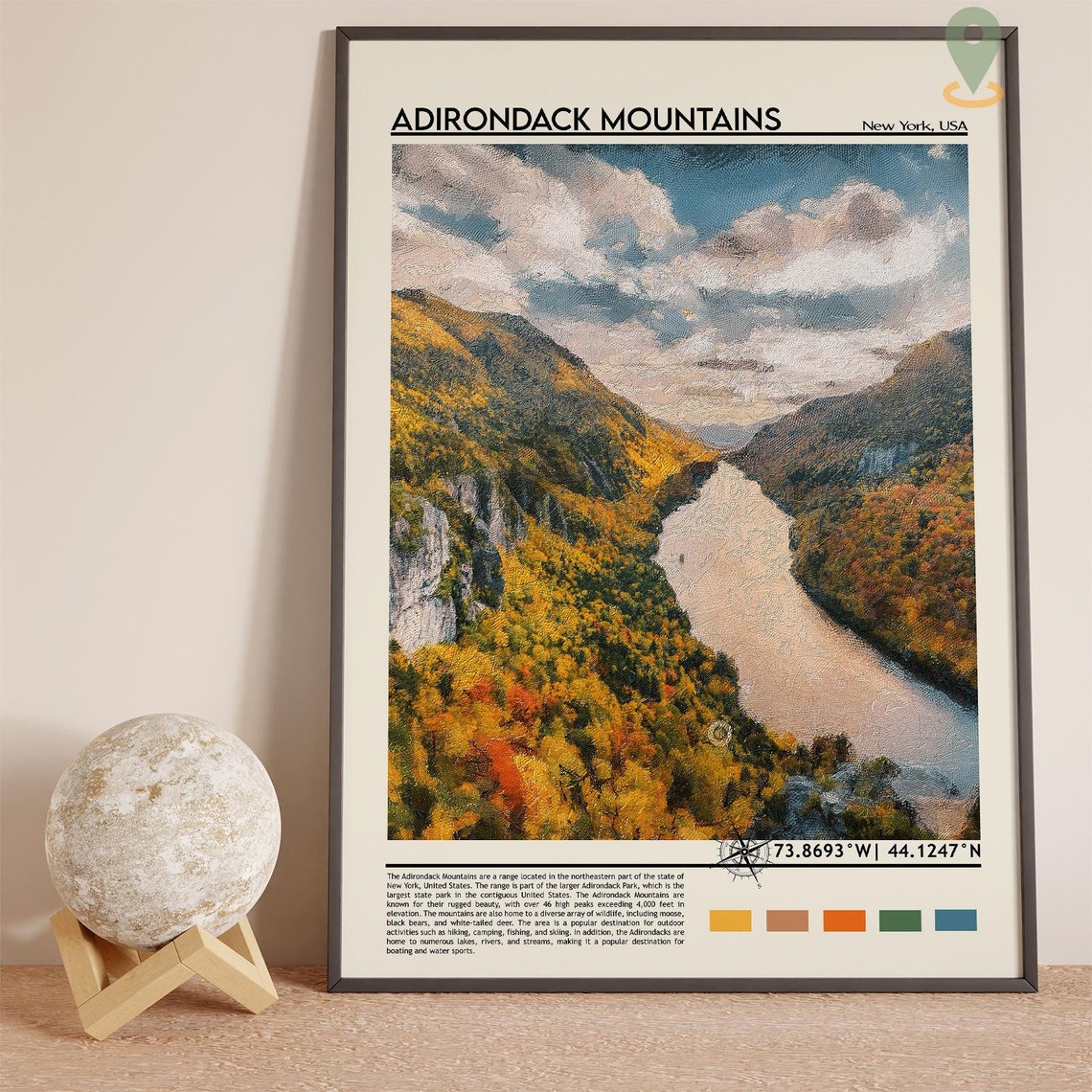 Adirondack Mountains Fall Foliage Valley New York Travel Poster - Image 2