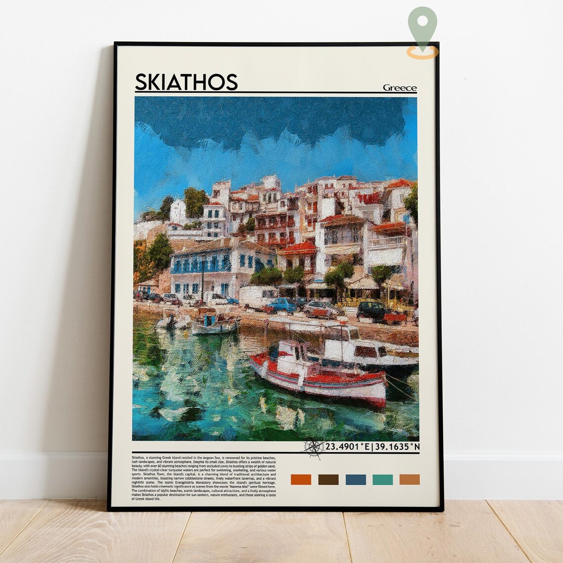 Skiathos Greece Harbor Boats Colorful Seaside Aegean Travel Poster - Image 2