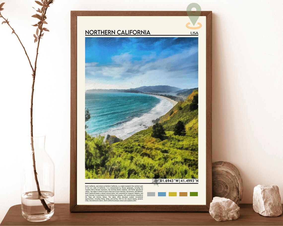 Northern California USA Pacific Coast Cliffs Ocean View Poster